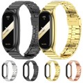 For Xiaomi Mi Band 8 Mijobs Plus Case Bamboo Buckle Metal Watch Band(Rose Gold)