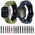 For Apple Watch Series 5 44mm Paracord Plain Braided Webbing Buckle Watch Band(Black Blue)