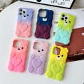 For iPhone 13 Bear Shape Oil-sprayed Gradient TPU Phone Case(Pink Rose Red)