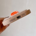For iPhone 14 Pro Max Plush Black Eyes Duck TPU Phone Case(Khaki)