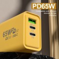 65W Gallium Nitride USB + Type-C Fast Charging Charger, Plug Type:EU Plug(Yellow)