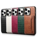 For iPhone 12 Pro Max Crocodile Texture Card Bag Design Full Coverage Phone Case(Brown)
