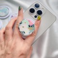 Glue Cartoon Floral Magnetic Airbag MagSafe Phone Telescopic Holder, Without Magnet, Color: 6-Marble