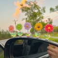 5pcs /Set Flower Car Shaking Head Center Console Decoration, Style: Swinging Petals Sunflower+Leaves
