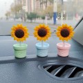 Cute Shaking Head Sunflower Pot Car Center Console Ornaments(Random Color Delivery)