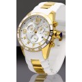 AQUASWISS Men's TRAX 18ct Gold pl. Snow Chronograph Swiss Watch BRAND NEW w/ box and papers