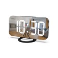 Digital Mirror Clock with Dual USB White