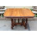 Victorian Mahogany Table with Turned Legs & Castors