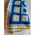 Designer Crochet Cuddle Cover (Royal Blue & Yellow)