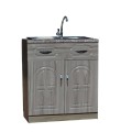 Sink and 2 door cabinet - Fitted Double bowl - Tap and pipes incl.