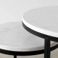 Round Coffee Table Set - Nesting set - Large - White Marble Top - Metal frame