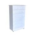 7 Drawer Chest Of Drawers - Assembled - Raised - White Wood