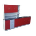 Set of Red Kitchen Cupboards - Assembled - 2.2m width - Black top