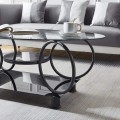 Modern glass coffee table - Raised black glass base
