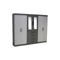 Double Wardrobe 6 doors - Grey and White - 2.7m - Assembled