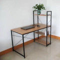 Desk With Bookshelf - Oak with black metal structure - Assembled