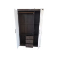 High-Gloss Wardrobe 1.2m wide - Brown and White - Assembled
