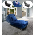 Blue Velvet Sleeper Chair - Recliner - 3 Positions - Steel Legs