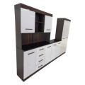 Gloss 3-piece Kitchen Cabinets - White and Brown - Assembled