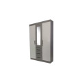Wardrobe 3 Door - 1.2m wide - Glossy - Mirror - Lock - Assembled