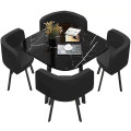 Black Dining Set 5-piece, Wood tabletop - Metal legs - Assembled