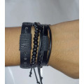 4pcs Quartz Watches Bracelet Watch Set - Black and White