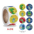175pcs/roll Cute Dinosaur Reward Sticker 8 Designs Encourage Labels for Kids