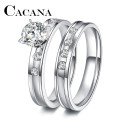 Genuine Stainless Steel and Zircon Rings Set  Size 9 - DO NOT FADE