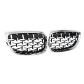 2X Car Front Bumper Hood Kidney Grille Diamond Meteor Racing Grill Chrome for -BMW 3 Series E92 E93