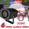 6Tones Car Police Fire Alarm Horn Ring Alarm System Siren Speaker Warning Loud Sound Alarm Speaker