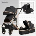 Belecoo Brand 3 in 1 Baby Stroller With Car Seat- Black  And  Gold