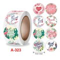 100pcs/roll Peony Flower Thank You With Red Heart Stickers