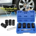 5Pcs/Set Twist Socket Kit 4 Damaged Worn Lug Nut & Lock Remover 17,19, 21, 22mm