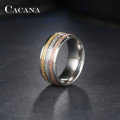 GENUINE Stainless Steel Ring Three Colors Lines Size 6 - DO NOT FADE