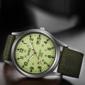 Luminous Nylon Band Military Watch Men Watches Army  Watch - Green Colour Ref 02