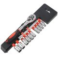 12pcs 1/4-Inch ( 6.3MM ) Socket Wrench Set CR-V Drive Ratchet Wrench Spanner for Bicycle Motorcycle