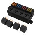 12 Way Blade Fuse Holder Box with Spade Terminals and Fuse 4PCS 4Pin 12V 80A Relays