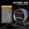 X60 Car HUD Head-up Display Speedometer / Oil/Water Temperature Gauge/ Tachometer/ Mileage Meter