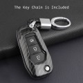 Carbon Fiber Car Smart Key Covers Case with Keychain Accessories for Ford Explorer F-150 F-250
