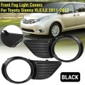 1 Pair Car Black Front Fog Light Lamps Frame Covers for Toyota Sienna XLE/LE 2011-2017
