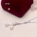 100% Natural Freshwater Pearl Genuine 925 Sterling Silver Necklace - White