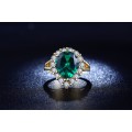 ***STUNNING*** Simulated Emerald and white CZ diamond simulant 18k GP Royal Line Cocktail Ring