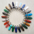 Natural Stone Pillar charms Chakra Pendants with Leather Cord Necklaces