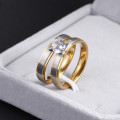 ** GENUINE STAINLESS STEEL **  Zircon Rings Set with Gold Tone Size 8 - DO NOT FADE