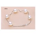 100% GENUINE PEARL and Genuine 925 Sterling Silver Bracelet - White Pearl