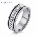 Genuine Stainless Steel Wedding Engagement Ring Silver Color Size 8