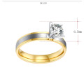 ** GENUINE STAINLESS STEEL **  Zircon Rings Set with Gold Tone Size 8 - DO NOT FADE