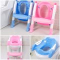 Folding Toddler Potty Training Toilet Ladder - Pink & Blue