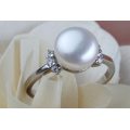 Genuine Natural Freshwater Pearl 925 Sterling Silver Genuine Ring - Adjustable