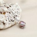 100% Natural Freshwater Pearl & Solid 925 Sterling Silver Necklace - Purple